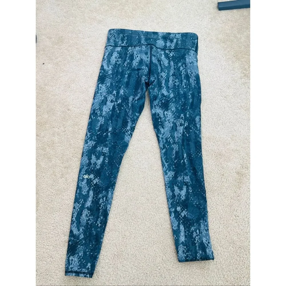 Alo Yoga Leggings Gray Black Abstract Print High-Rise Women’s Small
